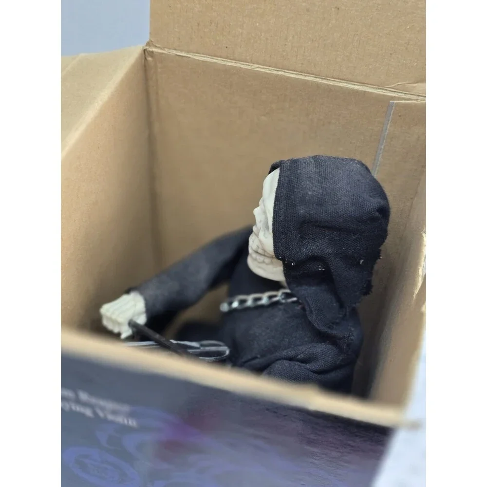 Gemmy Grim Reaper Playing Violin 1996 Halloween Factory  Working Vintage Boxed